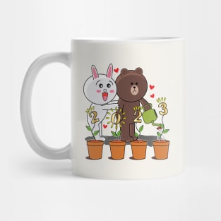 Brown Bear Cony Bunny Rabbit New Year 2023 Mug